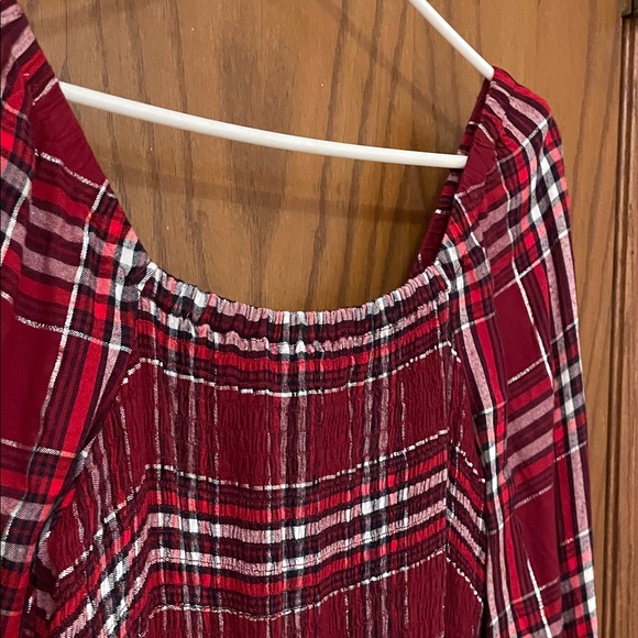 Lane Bryant UGC women’s Size 14/16 Red Plaid Long Sleeve Dress holiday Christmas - Picture 7 of 10